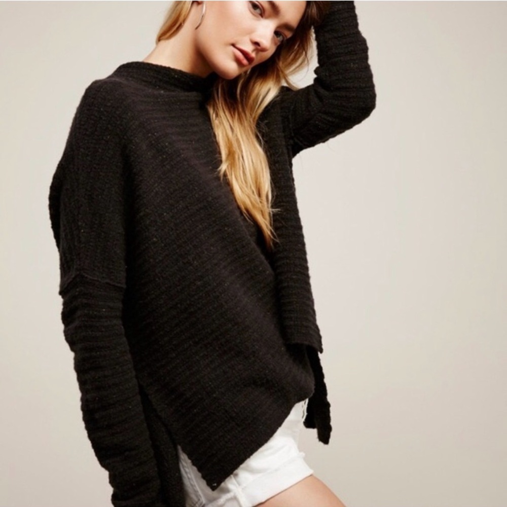 Free People Arctic Fox Wool-Blend Sweater medium zip back wool linen blend - Picture 2 of 9